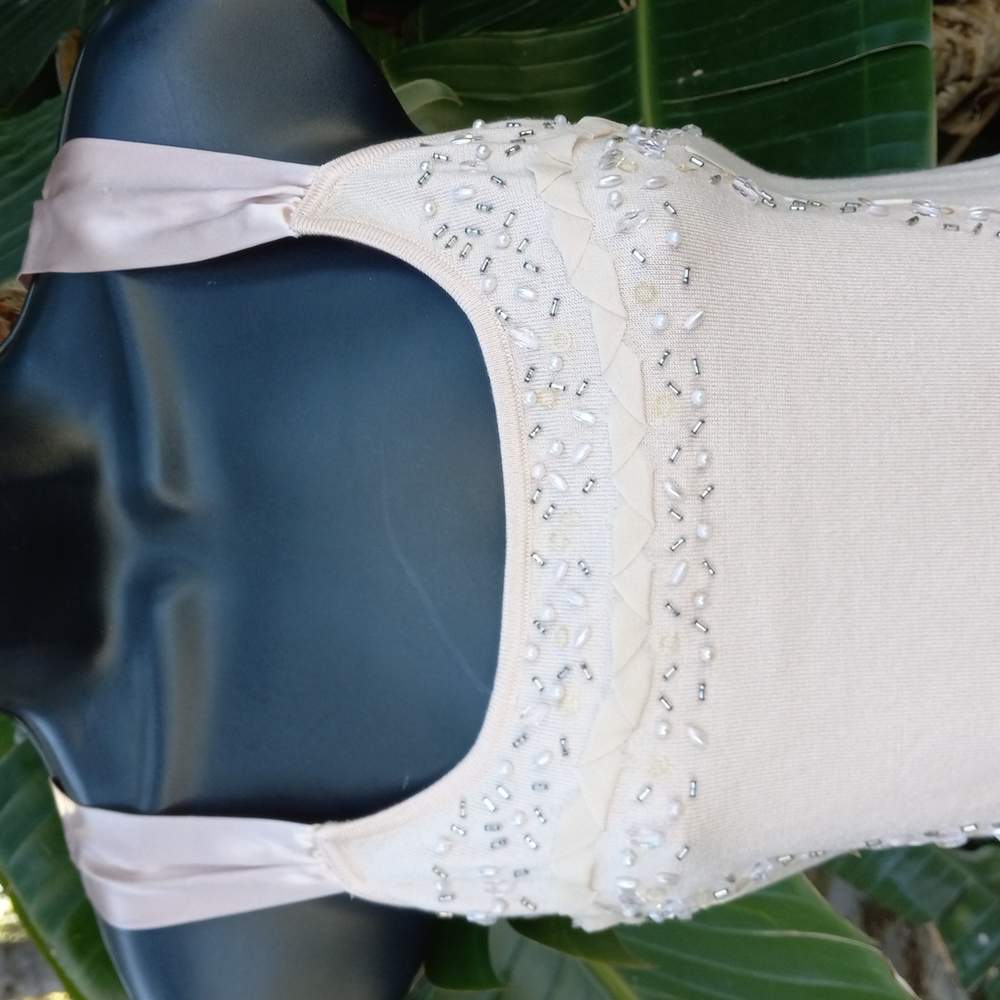 Beaded Pearl top with ribbon straps